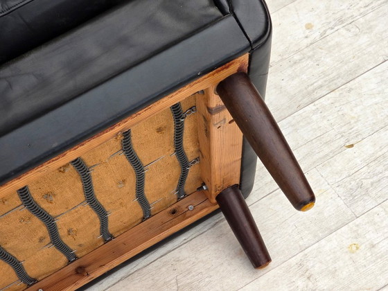 Image 1 of Dänischer Hochlehner-Sessel von Aage Christensen aus den 1960er Jahren, Möbelleder.