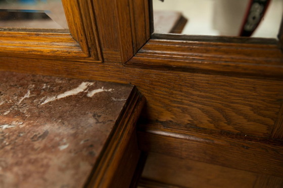 Image 1 of Vestiaire Napoléon III en noyer fin 19e, 3 miroirs, marbre