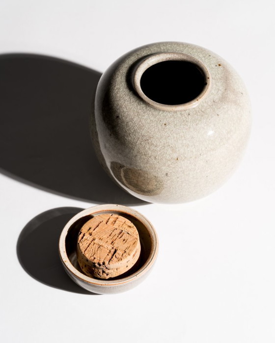 Image 1 of Wendelin Stahl Studio Ceramic Tea Caddy Lidded Vessel Alemania 1983 Studiokeramik