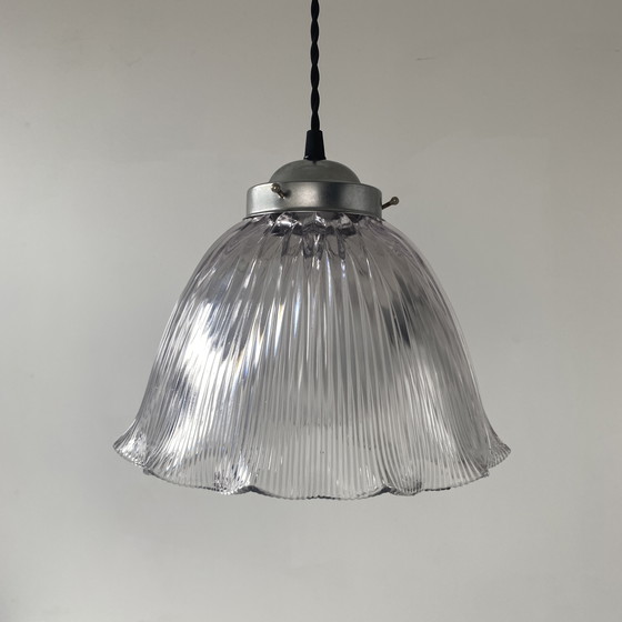 Image 1 of Antieke Vintage 25,5 cm Holofaan glazen hanglamp