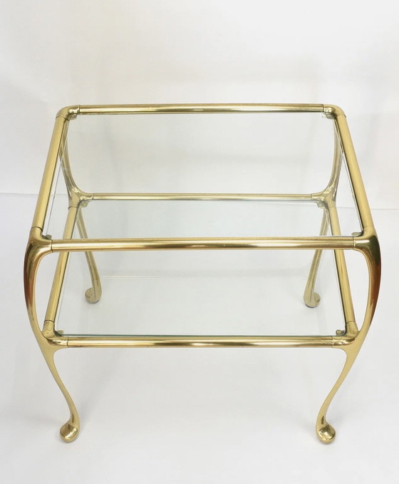 Image 1 of table d'appoint en laiton de style Hollywood Regency