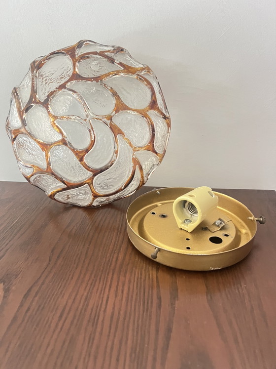 Plafoniera Vintage Hillebrand Hillebrand – Vetro Ghiaccio Anni '60/'70 – Design Mid-Century – Plafoniere (photo 5 of 7)
