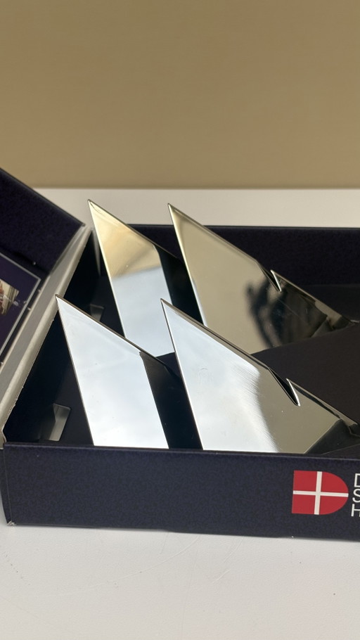 4x Porte-noms pyramidaux vintage danois chromés – tafelaccessoires, Metal, polished steel