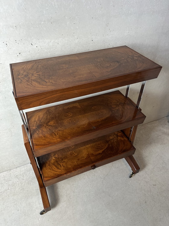 Image 1 of Étagère/table Besway Art Déco (convertible) - loupe de bois