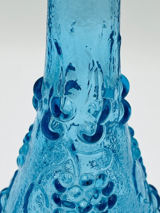 Large vintage blue glass bottle from Empoli – Glass & Decanter (photo 6 of 12)