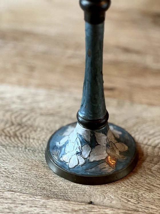 Image 1 of Juego de jarrón y candelabro con motivos florales