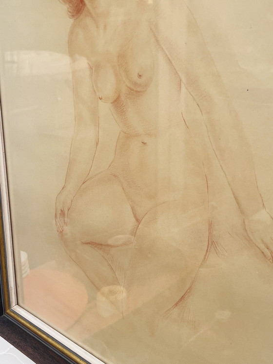 Image 1 of Dibujo Sanguina Mujer Desnuda