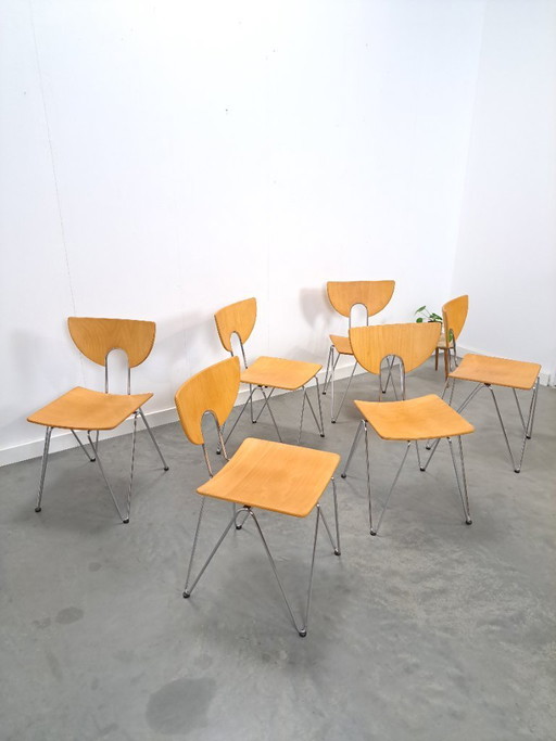 Satz von 6 x Kusch & Co Mikado 1800, Walter Leeman Stühlen