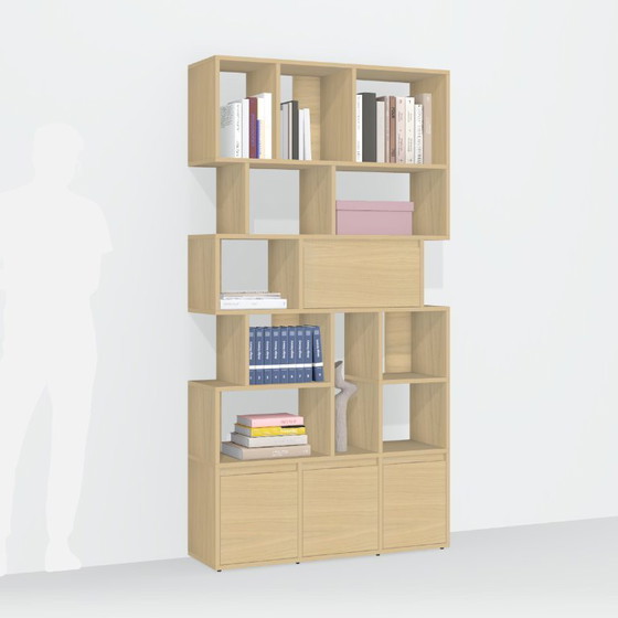 Image 1 of Bibliothèque Tylko en chêne avec 1 porte et 3 tiroirs