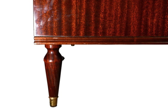 Mahoniehouten vitrinekast of barkast, jaren 70, B92 x D46,5 x H123,5 cm – Vitrinekasten, Glass, Wood (photo 15 of 17)