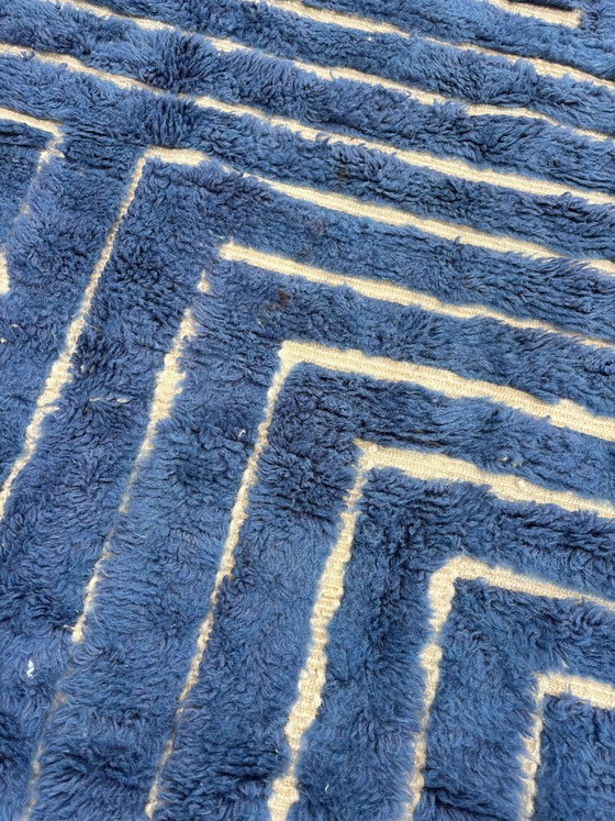 Image 1 of Tapis berbère bleu marocain Mrirt en laine 190x240 cm – Tapis berbère tissé à la main
