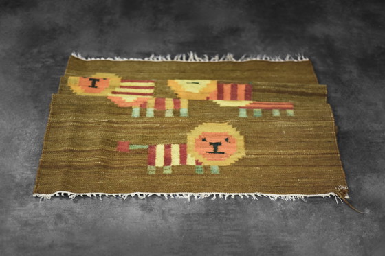 Image 1 of Tapisserie Tissée Polonaise Vintage Lions par Maria Janowska pour Wielkopolskiej Spółdzielni Pracy Przemysłu Artystycznego, 1970