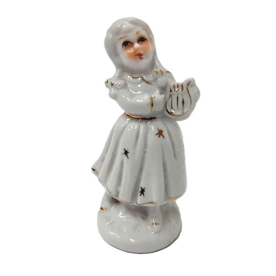 Image 1 of Statuetta in porcellana d'epoca raffigurante una ragazza che suona musica