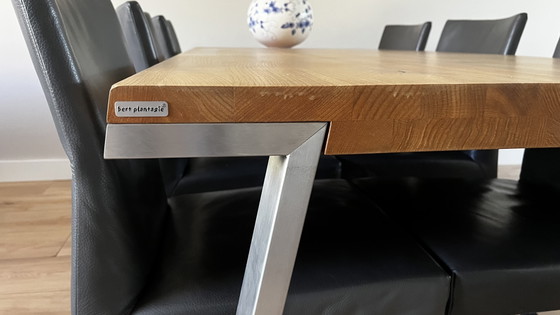 Image 1 of Bert Plantagie Seven dining table + 6 Jeanne leather chairs | Complete design set
