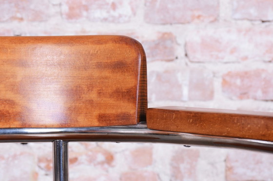 Restored Bauhaus Armchair, by H. Gottwald, Beech, Walnut, Chrome, Czech, 1930s – Hynek Gottwald, Wood (photo 4 of 12)