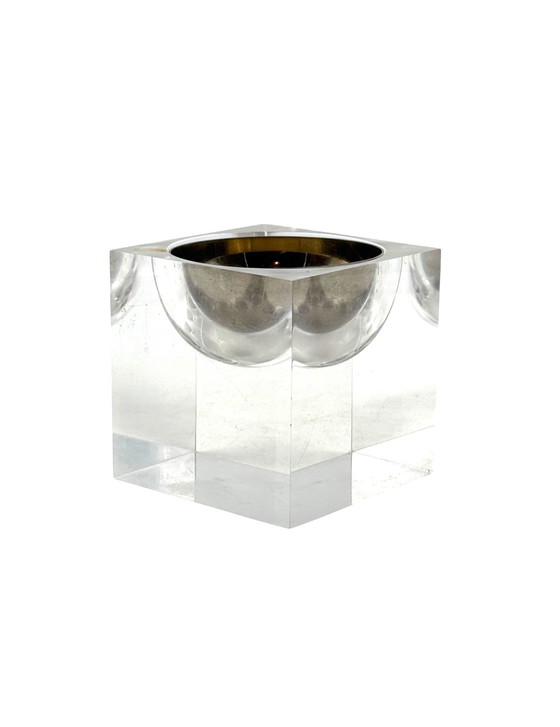 Image 1 of Ruimtetijdperk helder perspex asbak, Italië 1970