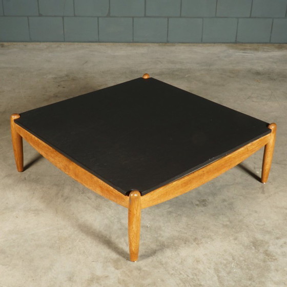 Vintage Oak Coffee Table – Carl Straub – 1960s – Wood, Ceramic (photo 5 of 8)