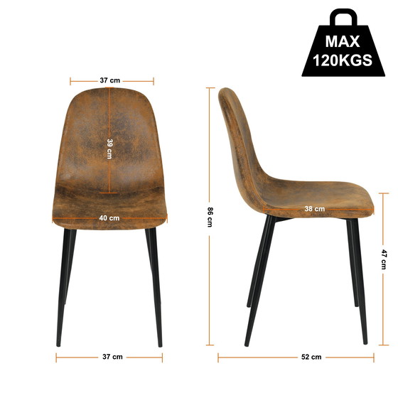 Image 1 of 4x Urban Meuble Chaises de Salle à Manger Scandinaves Vintage Suède Marron Rétro