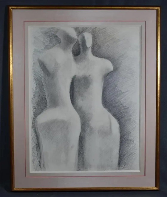 Gerard Ramon ( ) "Sculptural Forms" Dessin au Crayon Signé – Peintures et dessins, Paper, Glass (photo 2 of 10)
