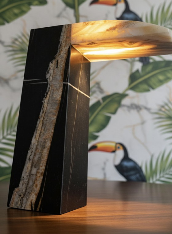 Image 1 of Design Table Lamp in Nero Dorado & Onyx - Handmade Unique Piece
