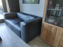 Toledo black leather 2-seater sofa