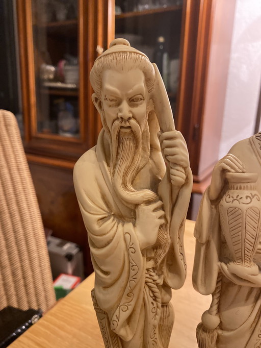 Chinese figurine pair Hanfu Tang Ming Dynasty