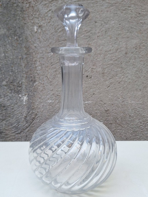 Decanter in cristallo modellato Baccarat, bambù intrecciato