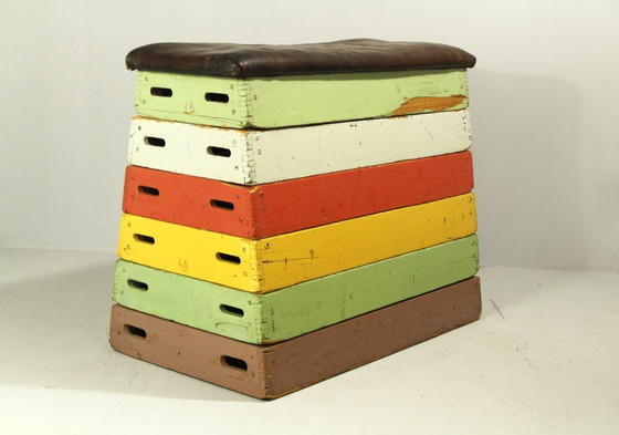 Image 1 of Vintage Leather Gymnastic Bench Box, 1950s