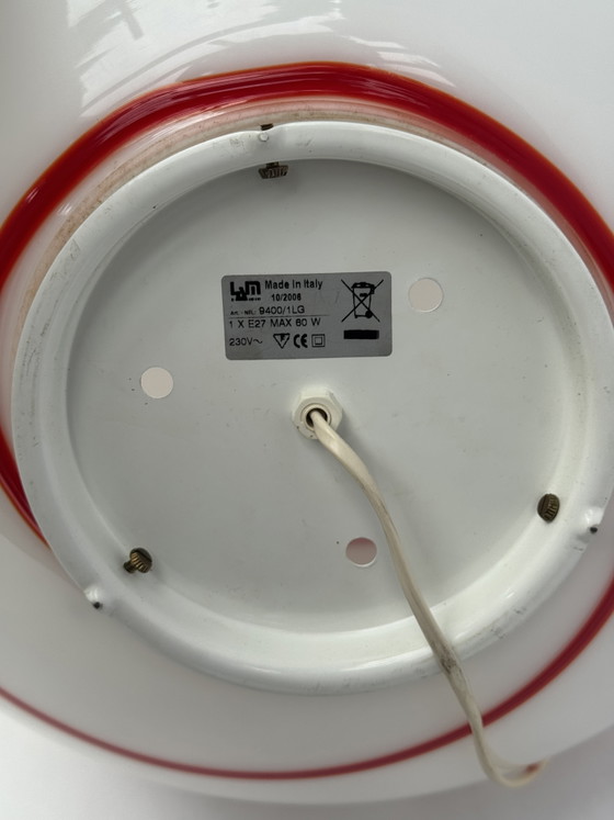 Image 1 of Lampe Vintage XL Ilu di Vetro Zebra Rouge Blanc Verre