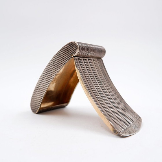 Image 1 of Silver vermeil ribbed pocket snuffbox - 19th century