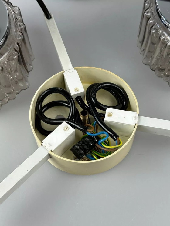 Image 1 of Lampada a cascata a 3 fiamme anni '60-'70 di Staff Leuchten Germania in vetro cromato