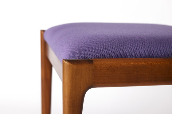 Image 1 of 1 of 11 Vintage Chairs by Lübke – 1960s-70s Beech Wood & Violet Textile Upholstery