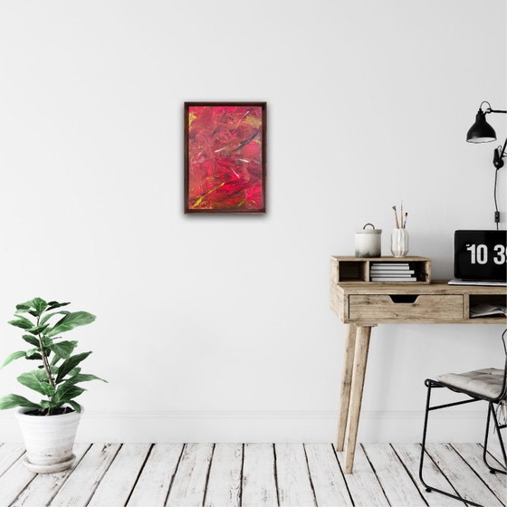 Image 1 of Abstract acrylic artist painting on canvas frame 46x33cm.