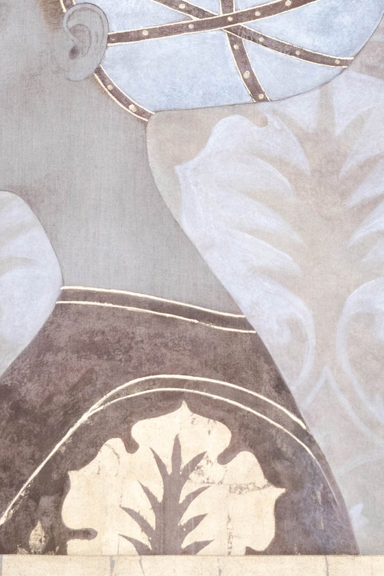 Image 1 of Bemaltes Leinwandgemälde mit der Darstellung einer italienischen Adelsfrau. Zeitgenössisch.