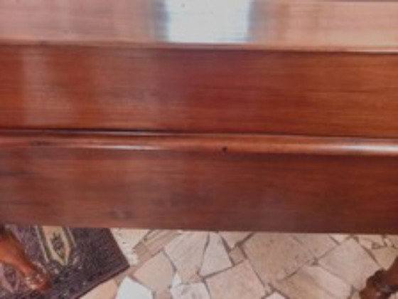 Antiek Notenhouten Bureau Eind 19e Eeuw – 9 Lades en Leren Bovenblad – Consoles, Wood (photo 8 of 10)