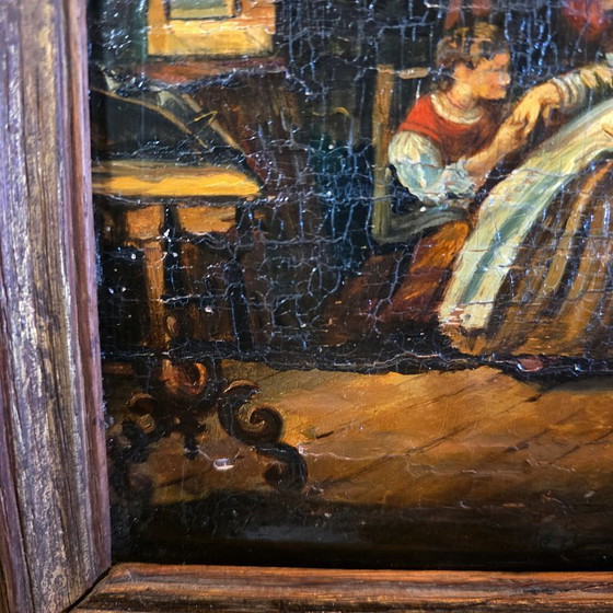 Image 1 of Dipinto antico da un'opera di Gerrit Dou, XVIII/XIX secolo