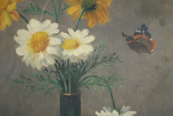 Image 1 of El ramo con la mariposa - Cuadro firmado por A. Moreau