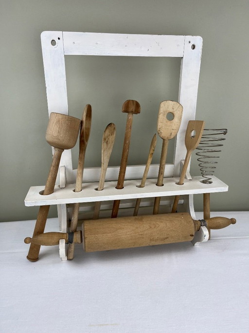 Wooden Shelf and Utensils