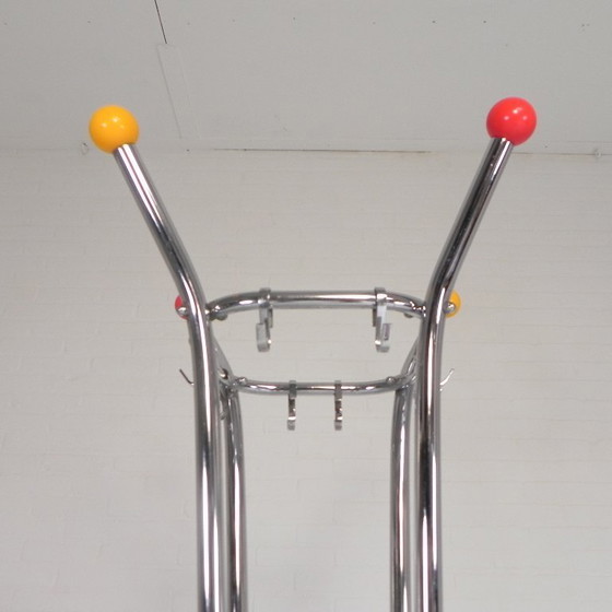 Image 1 of Rare chrome coat rack with colored balls, 1950s