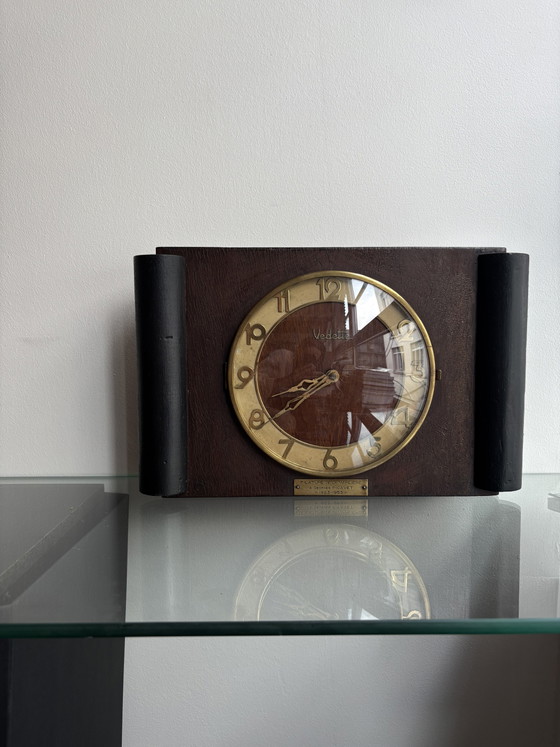 Vintage Electro Vedette wandklok – Frankrijk, jaren 50 – Klokken, Wood, Brass (photo 5 of 5)