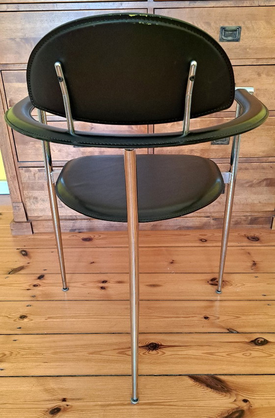 Arrben Italy Model Marilyn Side chairs, black, metal/chrome and leather, Arrben Italy, Model Marilyn, Modern (photo 13 of 14)