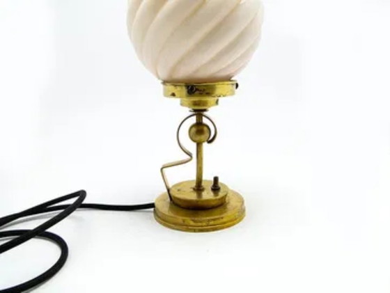 Art Deco Bauhaus German Bedside Lamp, 1940s, Table lamps, Glass, Metal, Black (photo 2 of 5)