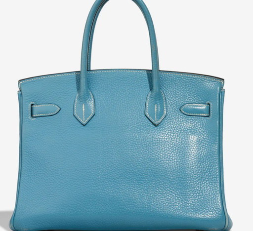 Borsa HERMES Birkin 30 in cuoio blu - 103225