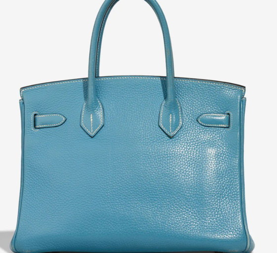 Image 1 of Borsa HERMES Birkin 30 in cuoio blu - 103225