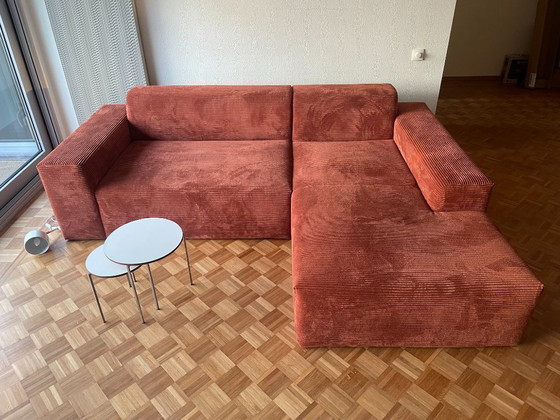 Image 1 of Corner sofa Nina right ribbed fabric