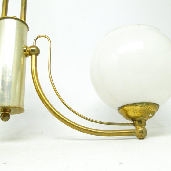 Art Nouveau Chandelier, Poland, 1970s – Glass, Brass (photo 6 of 15)