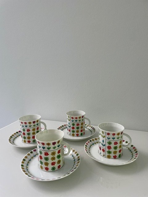 4 Vintage Rosenthal Cups and Saucers | Design Hans-Theo Baumann & Emilio Pucci