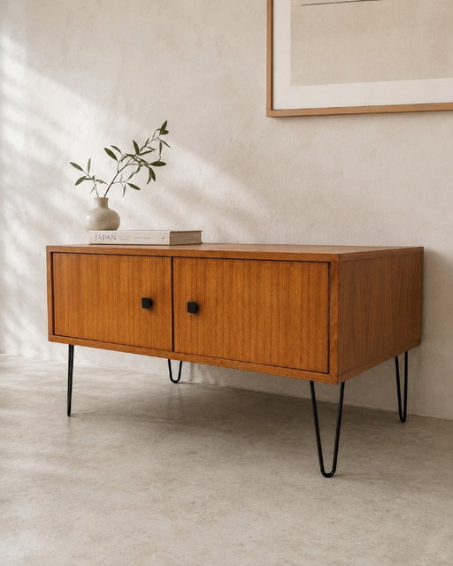 Tavolino basso in teak MDK belga, anni '60