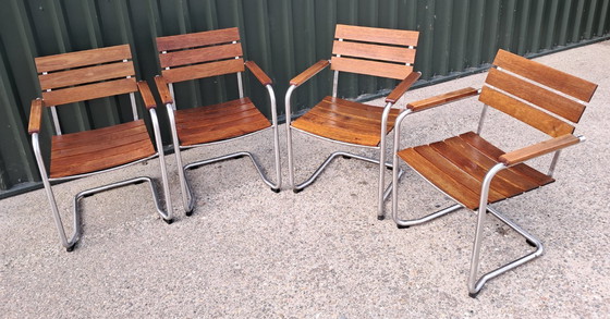 Image 1 of 4 chaises de jardin Gispen en teck/RS, empilables