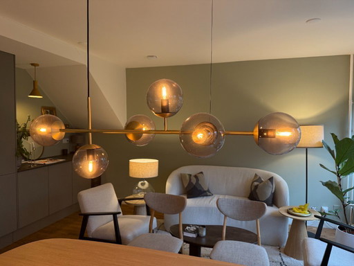 Lámpara colgante Bolia Orb — Horizontal, 6 globos, vidrio ahumado